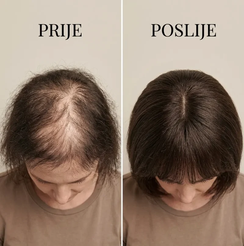 Prije i poslije: toper prekriva prorijeđeno tjeme i vraća punu gustoću